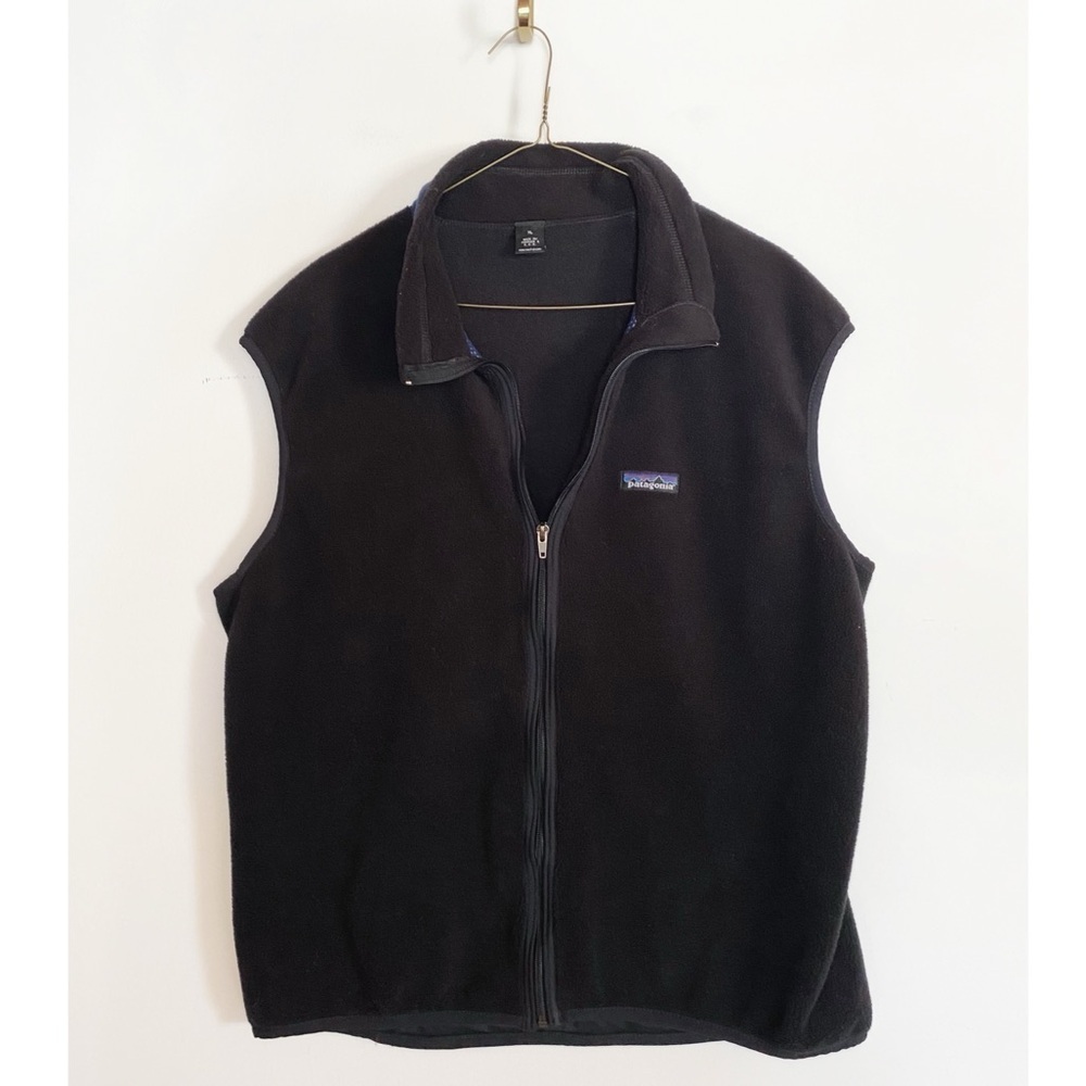 Vtg 90s PATAGONIA fleece Vest Black full zip Womens size XL